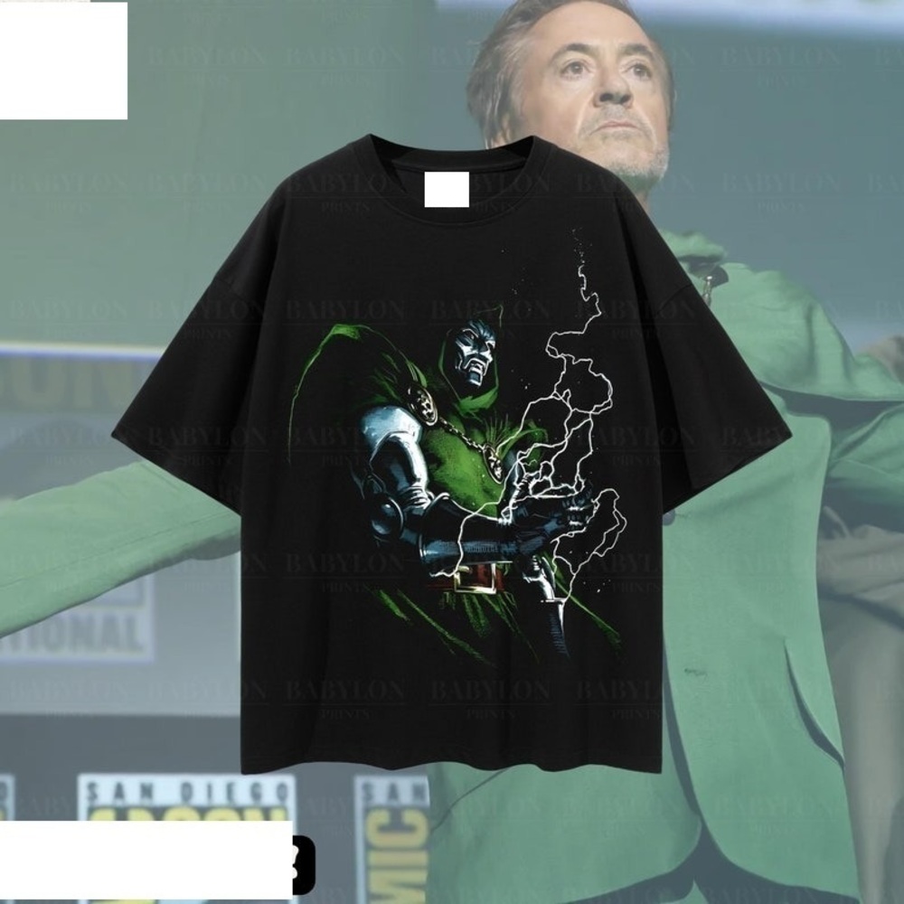 Oversized Doctor Doom Shirt Robert Downey JR Avengers Retro Comic Book